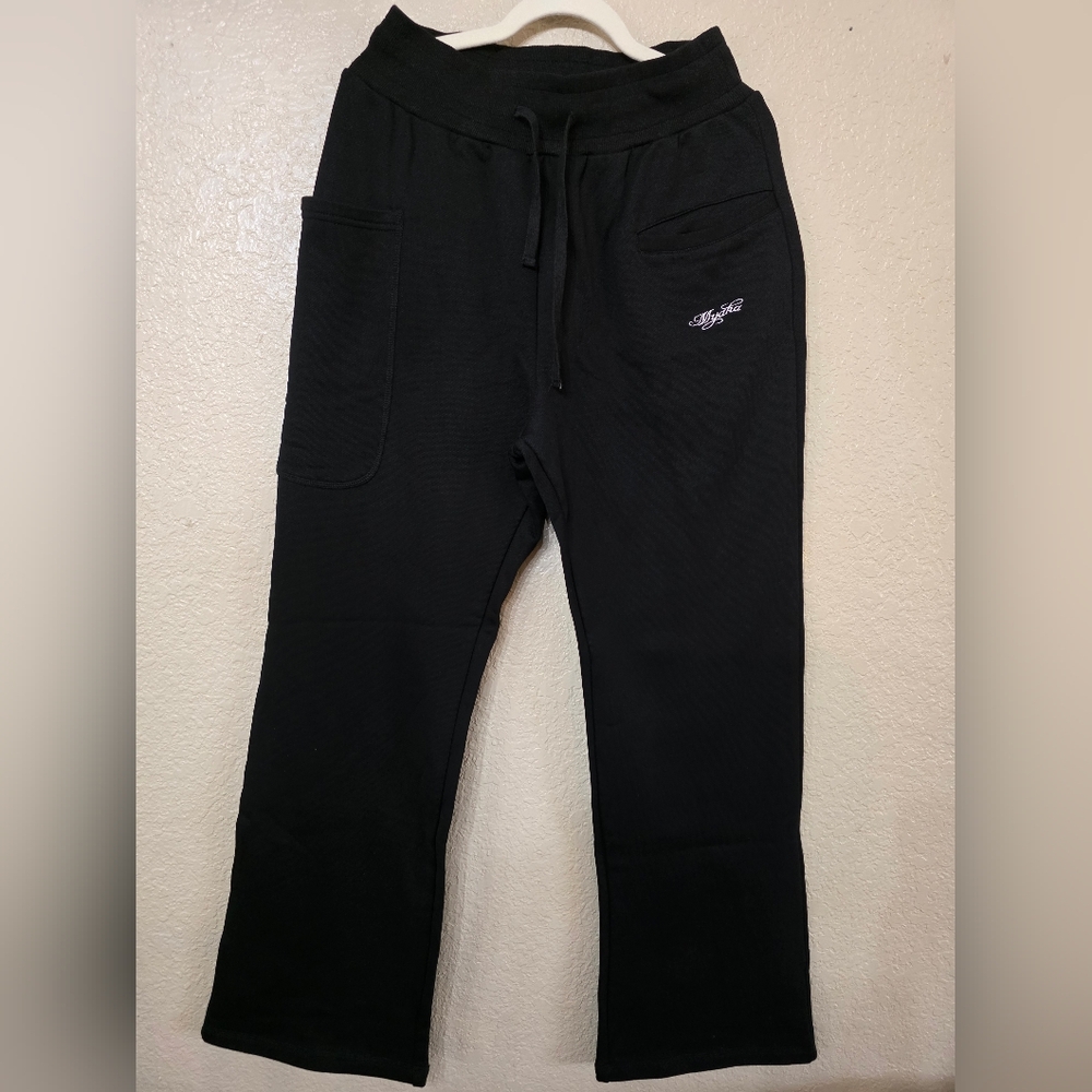 Mens Black Jogger 100% Cotton Sweatpants with Logo